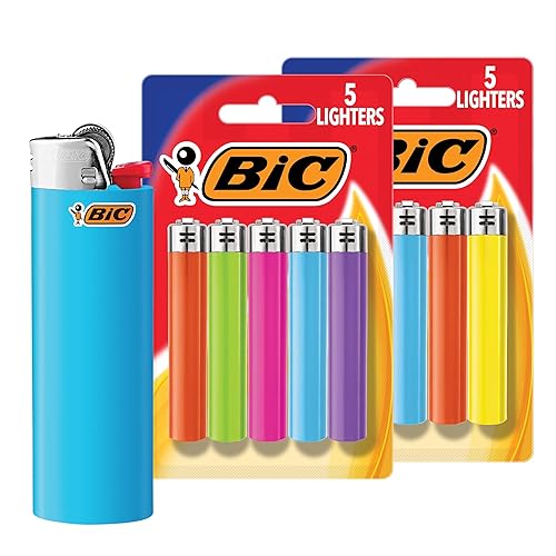 BIC Maxi Pocket Lighters, Dependable and Long-Lasting, Assorted Colors, 10-Pack (Colors May Vary)
