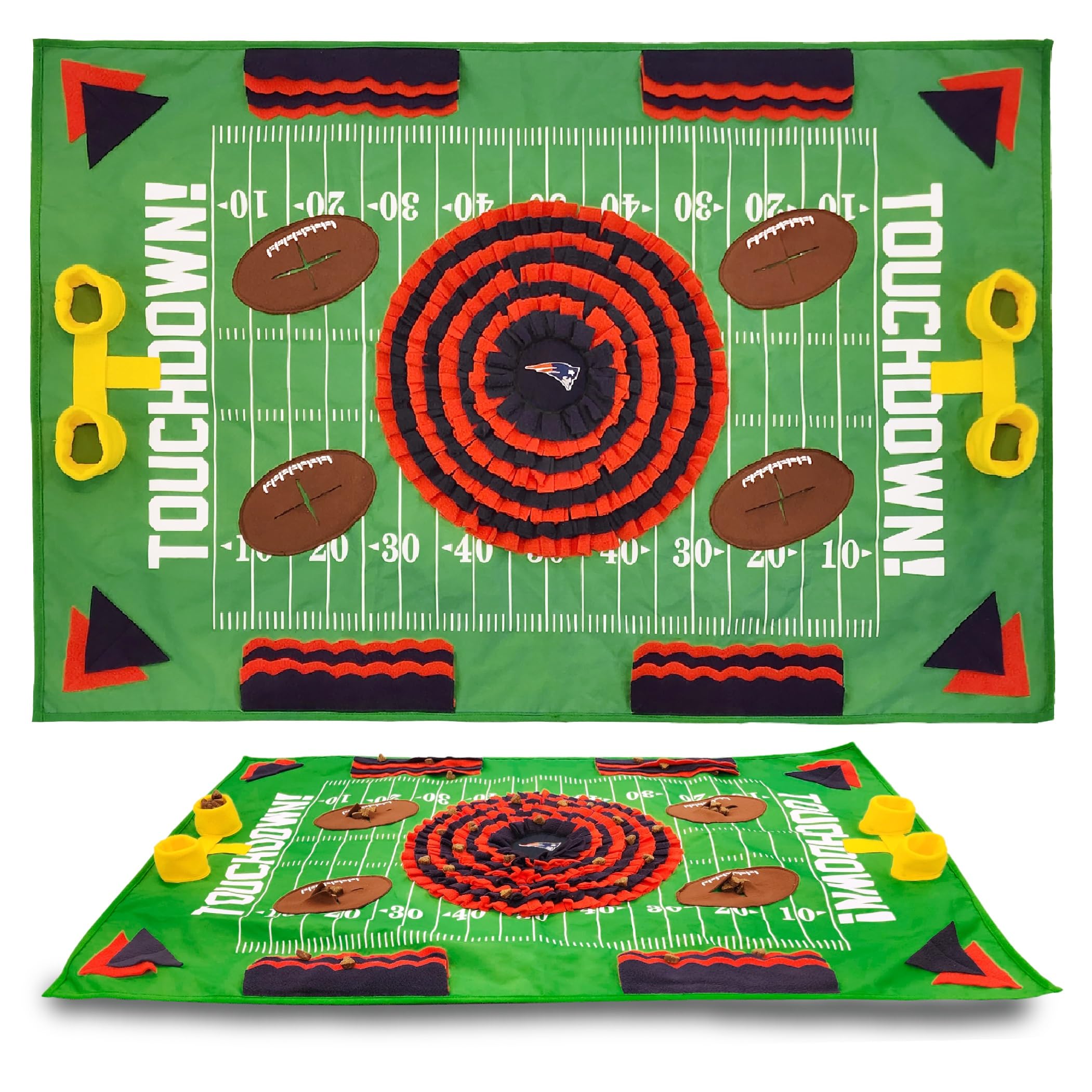 NFL New England Patriots Dog Snuffle Mat – Interactive Pet Slow Feeder, Football Field Design Food Puzzle Toy for Dogs &amp; Cats, Foraging Activity Mat for Smarter Feeding