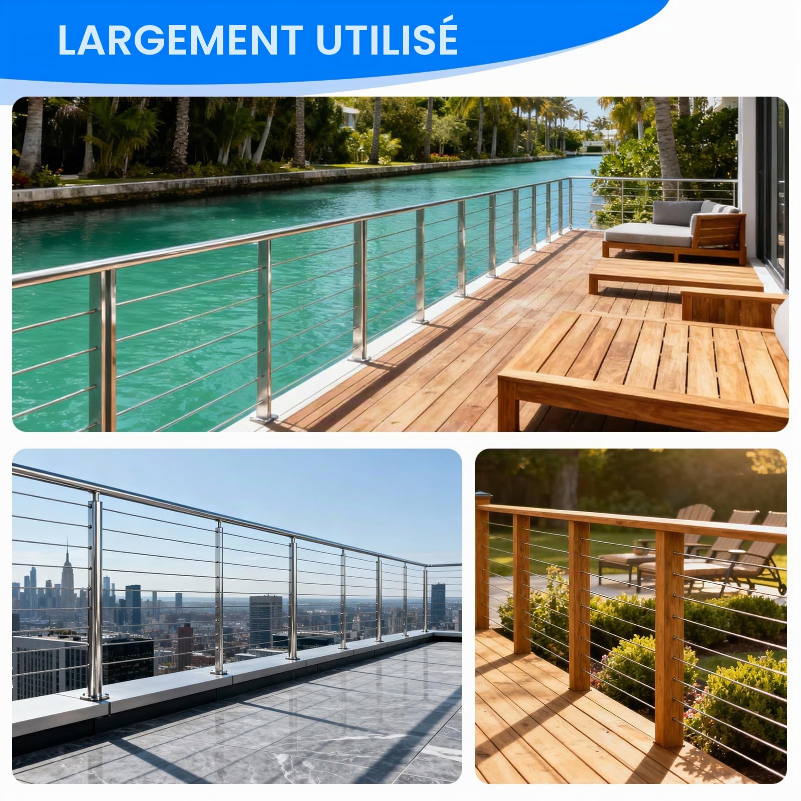 Lot de 10 Tendeurs de Câble en Acier Inoxydable, Garniture de Tension pour Câble 4mm, avec Tige Filetée et Clé Allen, pour Fixation et Mise sous Tension des Câbles