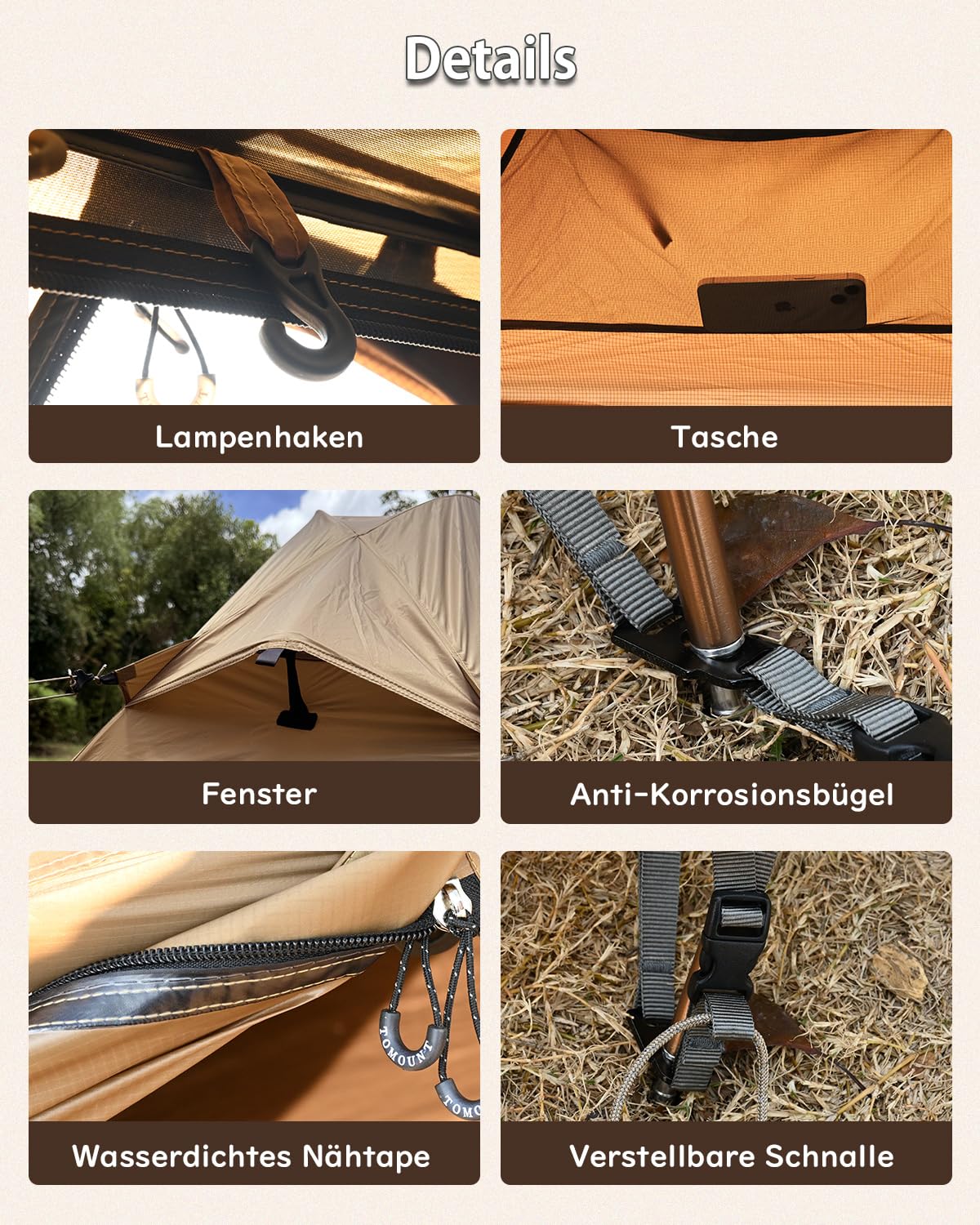TOMOUNT Zelt Ultraleichte 1-2 Person Nylon Campingzelt Kleine Packungsgröße, 4 Saison Wasserdicht & Winddicht Kompakt Kuppelzelt für Hiking, Wandern, Camping, Outdoor