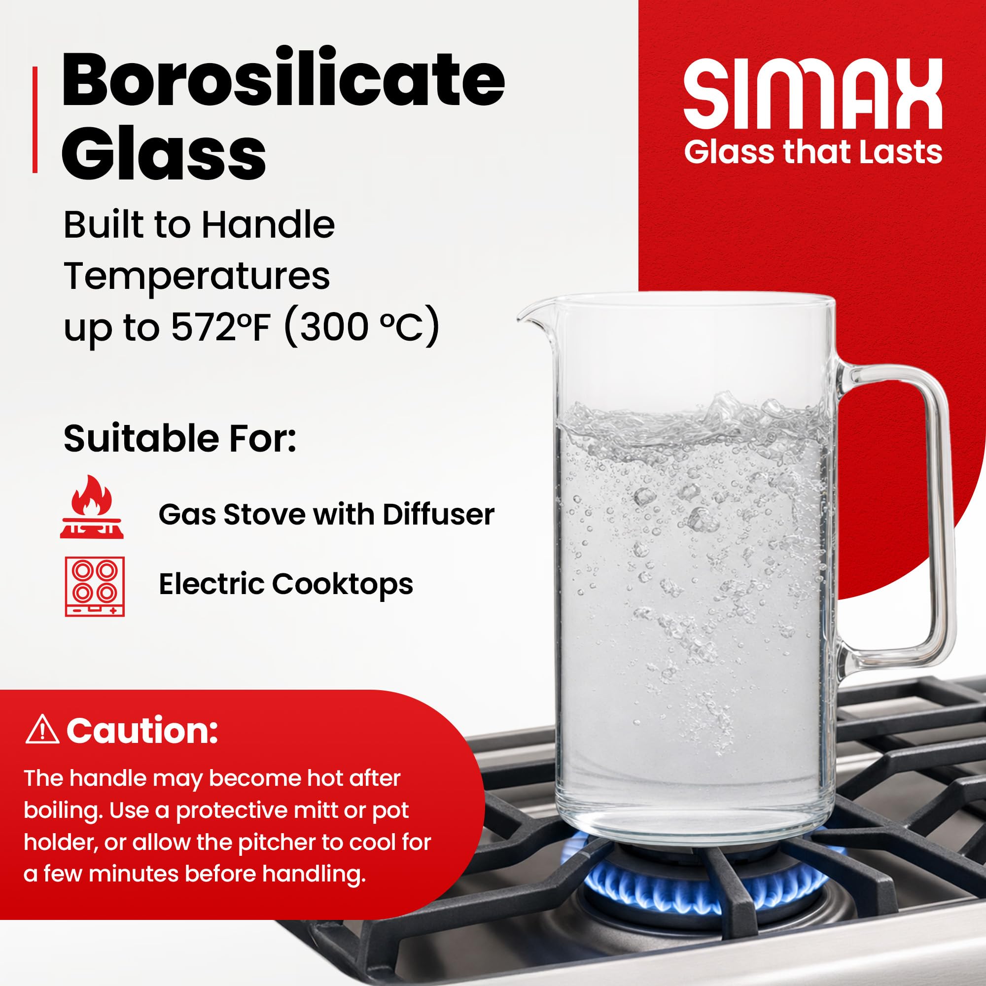 Simax Glassware Dzbanek do zimnych napojów, z przezroczystego szkła, nadaje się do mycia w zmywarce, cylindryczny cylinder o pojemności 1 czwartej