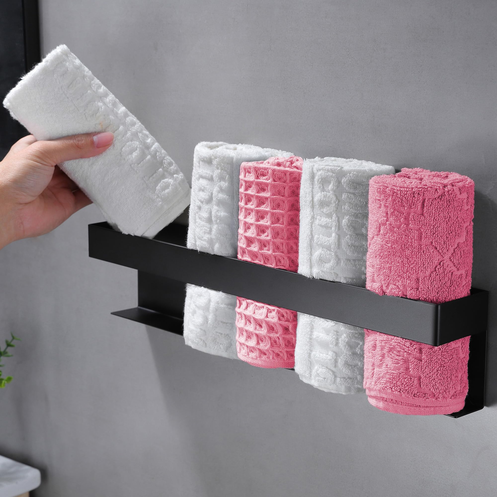 ZUNTO Selbstklebender Handtuchhalter für Gäste – Edelstahl, 40 cm, Schwarz Handtuchhalter ohne Bohren, ideal für Badezimmer und Küche