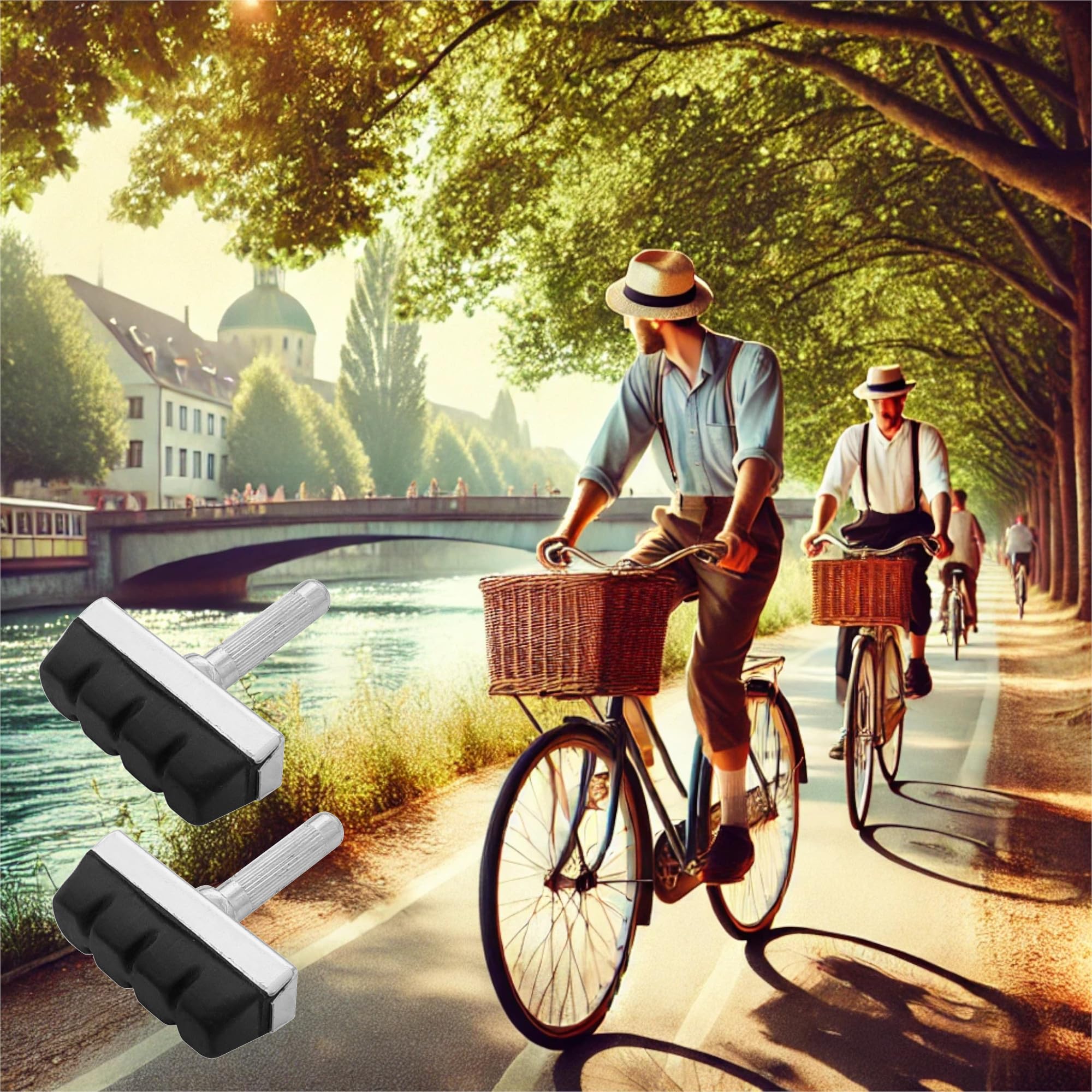 Set 4 Pattini Freno Per Bici Vintage - Ganasce In Gomma Con Vite, Lunghezza 40mm