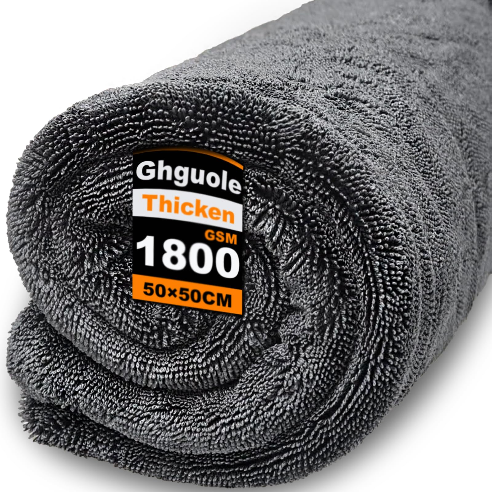 Ghguole Auto Trockentuch,50x50cm-1800GSM Vergrößern/Verdicken Mikrofaser Trockentuch,Auto Handtuch,Ultra Saugstarkes,Premium Mikrofaser Handtuch,Fusselfrei,Kratzerfrei für Autopflege/Motorrad Fahrrad