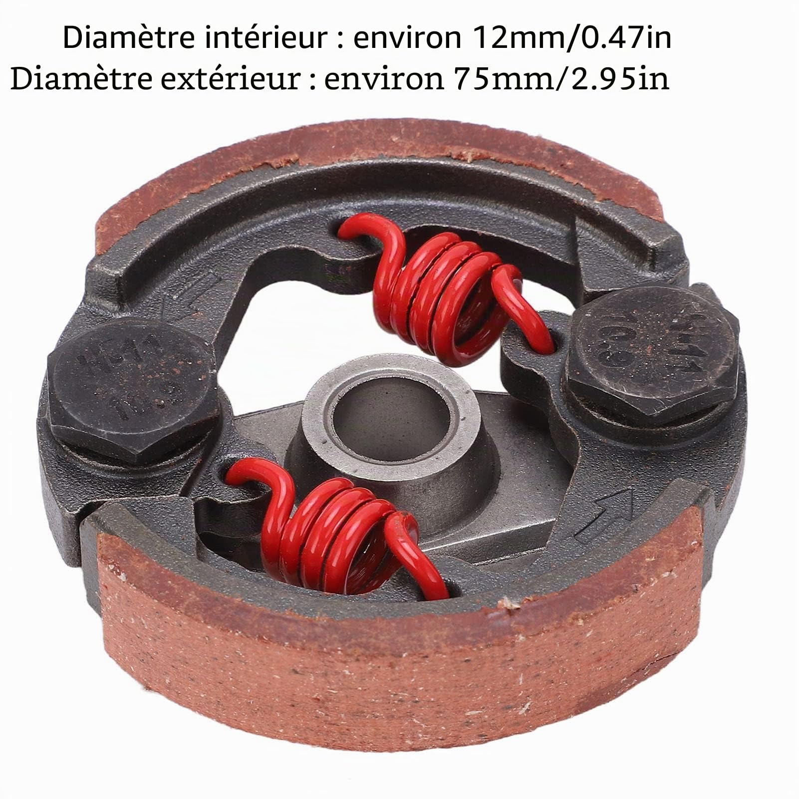 Tampon d'embrayage avec ressort, 2,95 pouces OD 0,47 pouces ID Dirt Bike Embrayage Pad en alliage métallique anti-usure en céramique pour 2 temps 43 cc 47 cc 49 cc Pocket Quad Crosser 4