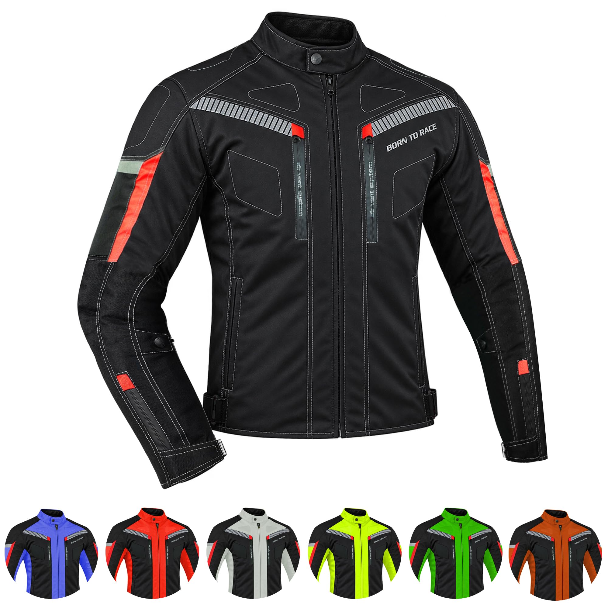 CE Armored Motorcycle Jacket for Men, Waterproof 600D Cordura Touring Riding Jacket with Air Vents