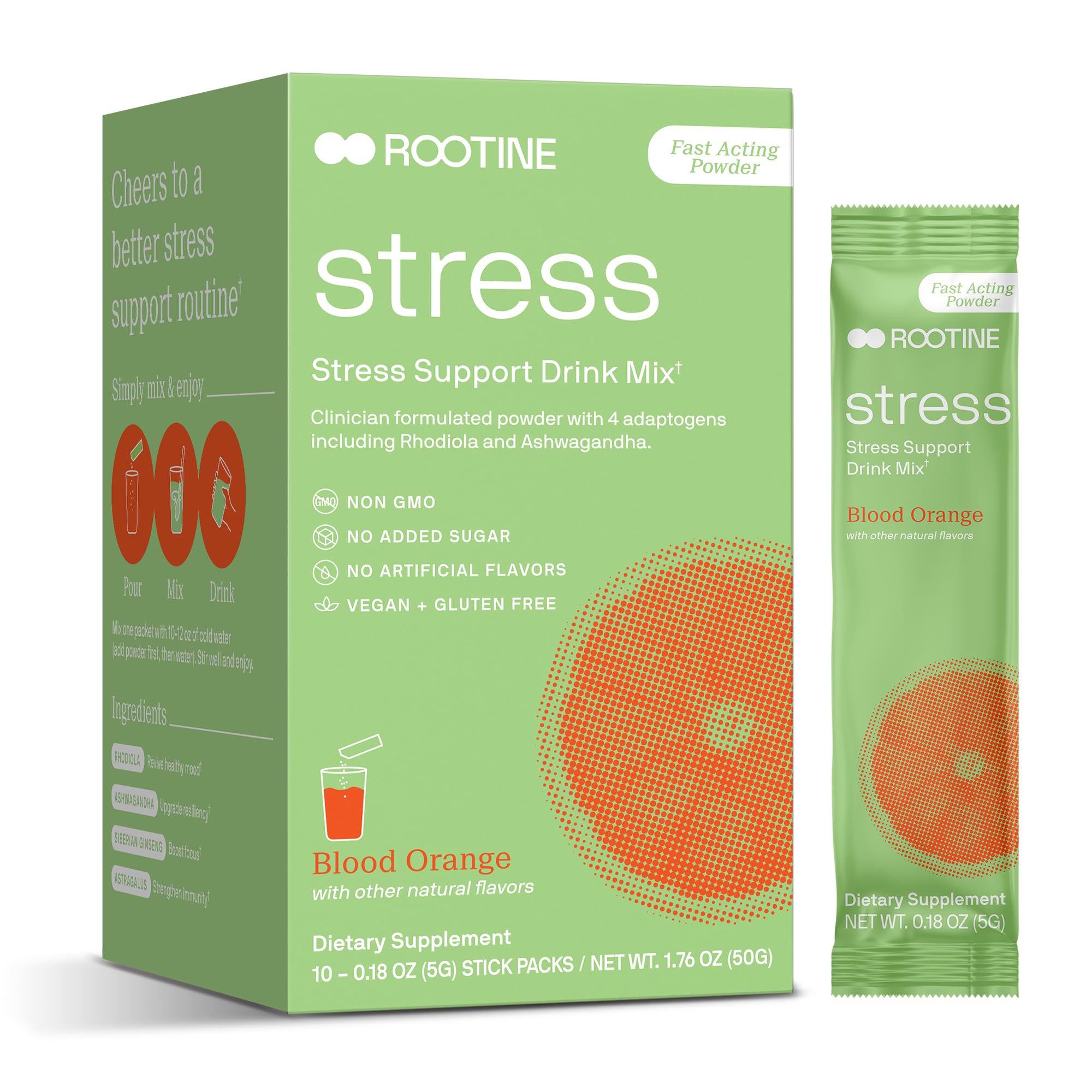Stress Support Calm Drink Mix Supplement to Help Energy, Mood, & Balance Cortisol Levels, Relaxation Natural Adaptogenic Herbal Calm Powder Mix 10 Pack