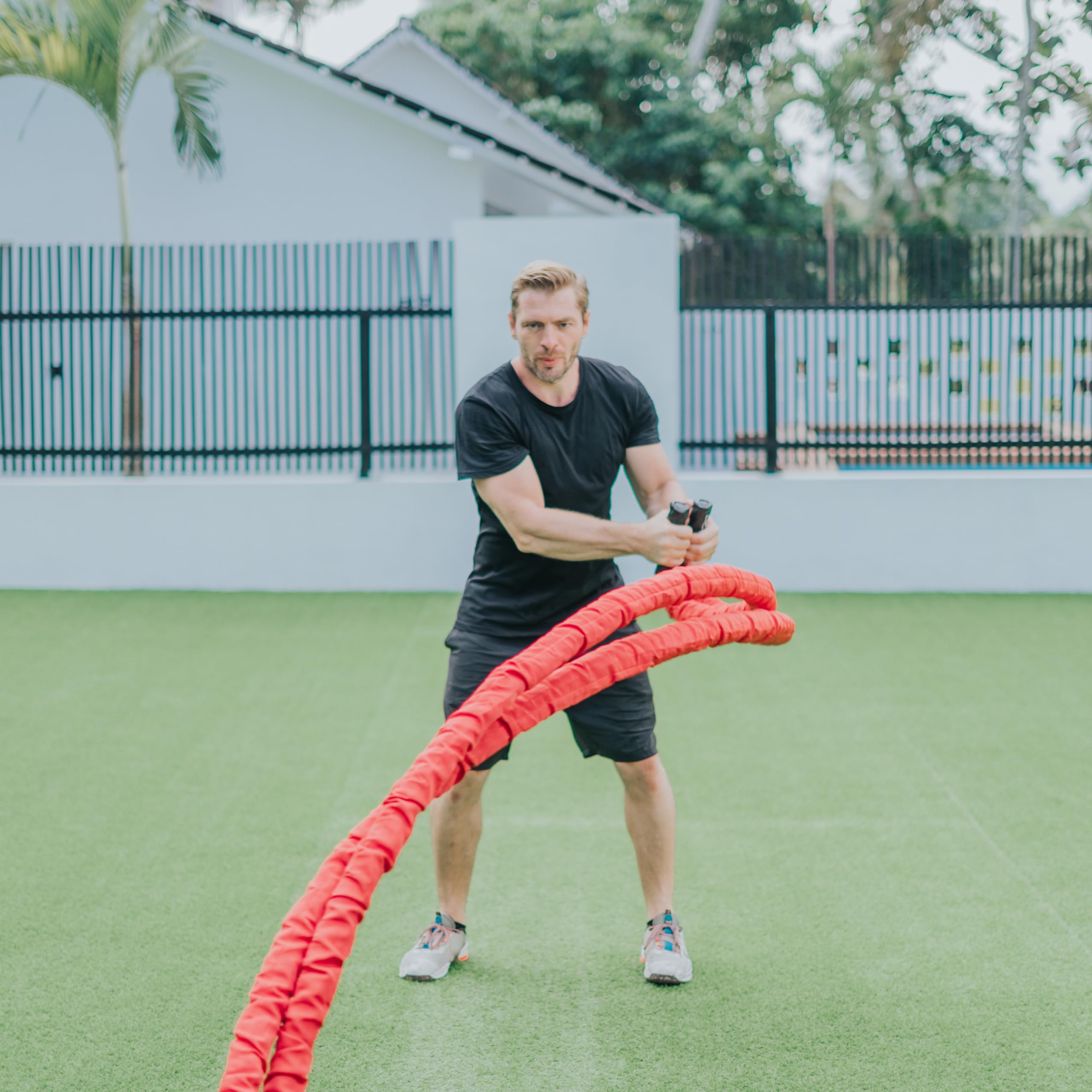 Battle Rope, 38mm/50mm, 9m/12m/15m, Schutzhülle, Wandanker, Workout Instruction Poster