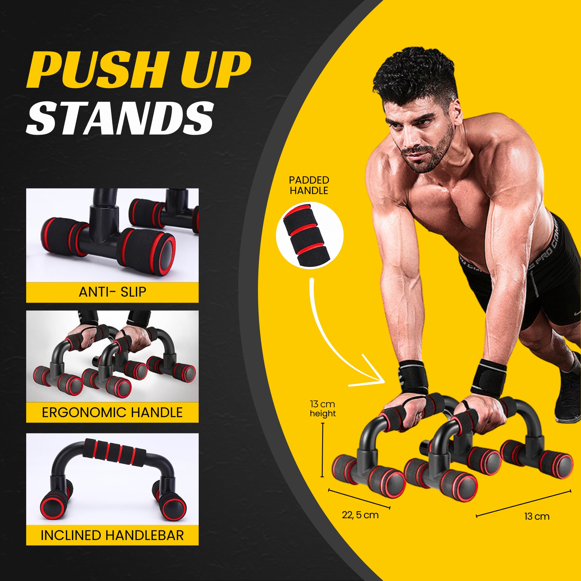 Barre Parallele per Flessioni. Maniglie Push Up Antiscivolo per Trazioni per Fitness, Yoga, CrossFit, Uso Interno ed Esterno.