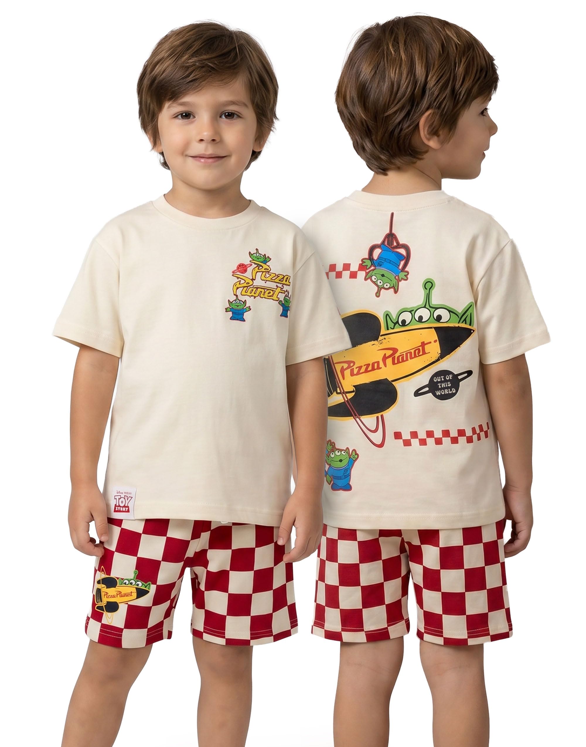 Disney Boys Beige 'S T-Shirt & Shorts Set | | Official Merch | Size: 18-24 M