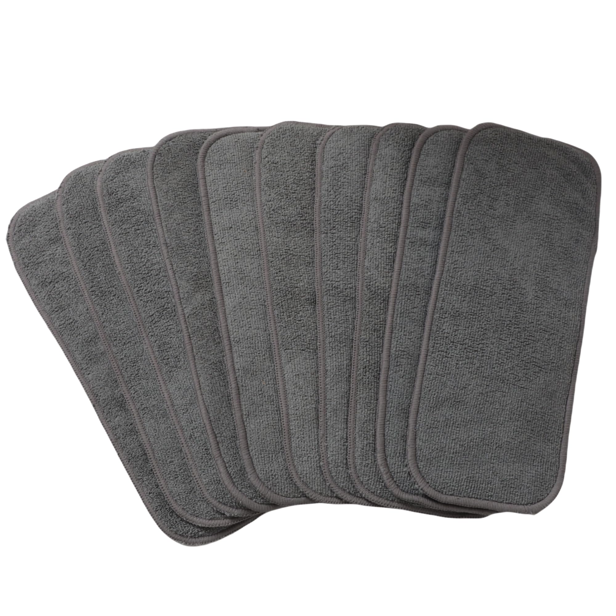 Asenappy 10pcs Reusable Soft 3 Layers Inserts for Baby Cloth Diaper,High Absorbing Washable Liners (10pcs-Grey Inserts)