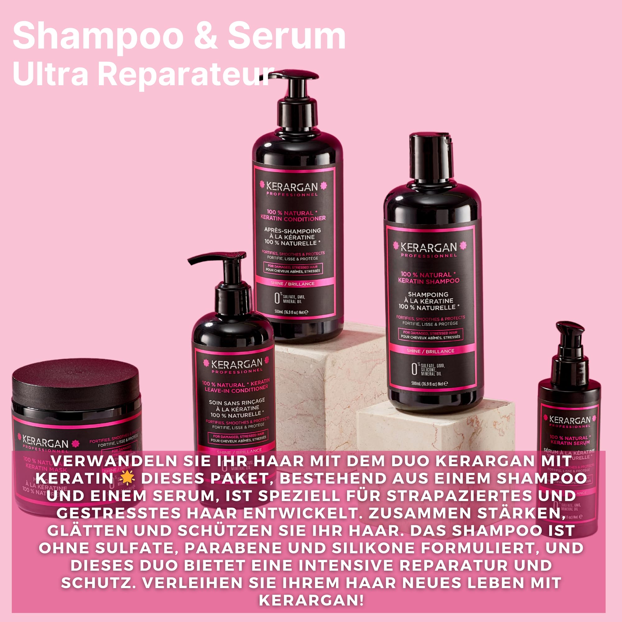 KERARGAN - Keratin Duo Shampoo & Haarserum Anti-Frizz - 500ml+100ml