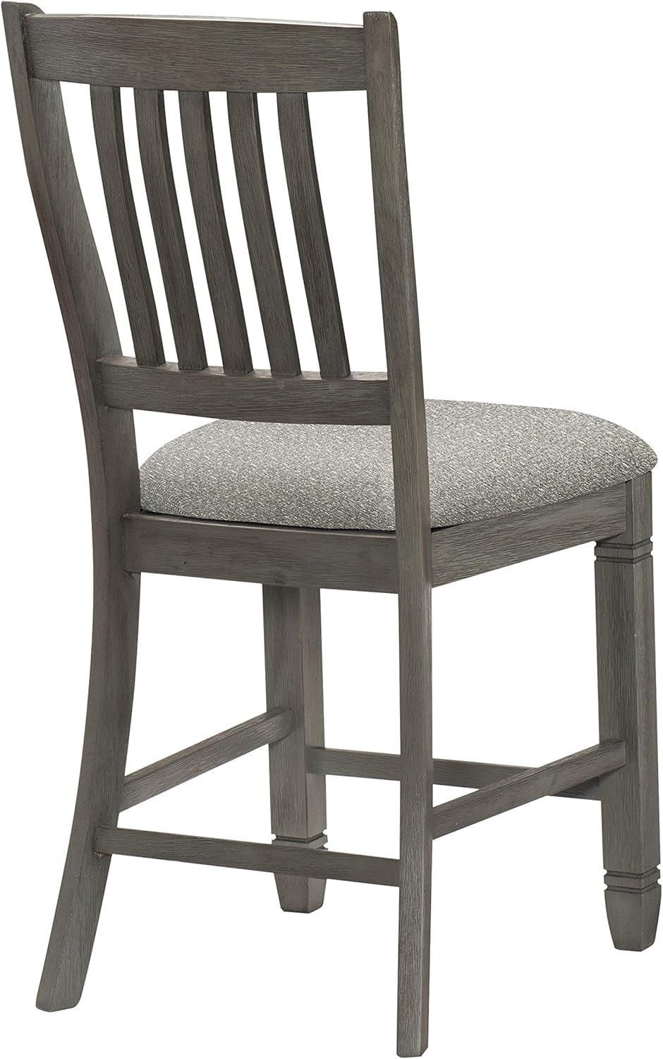 Lexicon Counter Height Stools Set of 2 - Saratoga Kitchen Counter Stools Upholstered Foam Padded Seat, Slat Back, Solid Wood Frame, Farmhouse Rustic Chair, Easy Assembly, 24.5" SH, Antique Grey