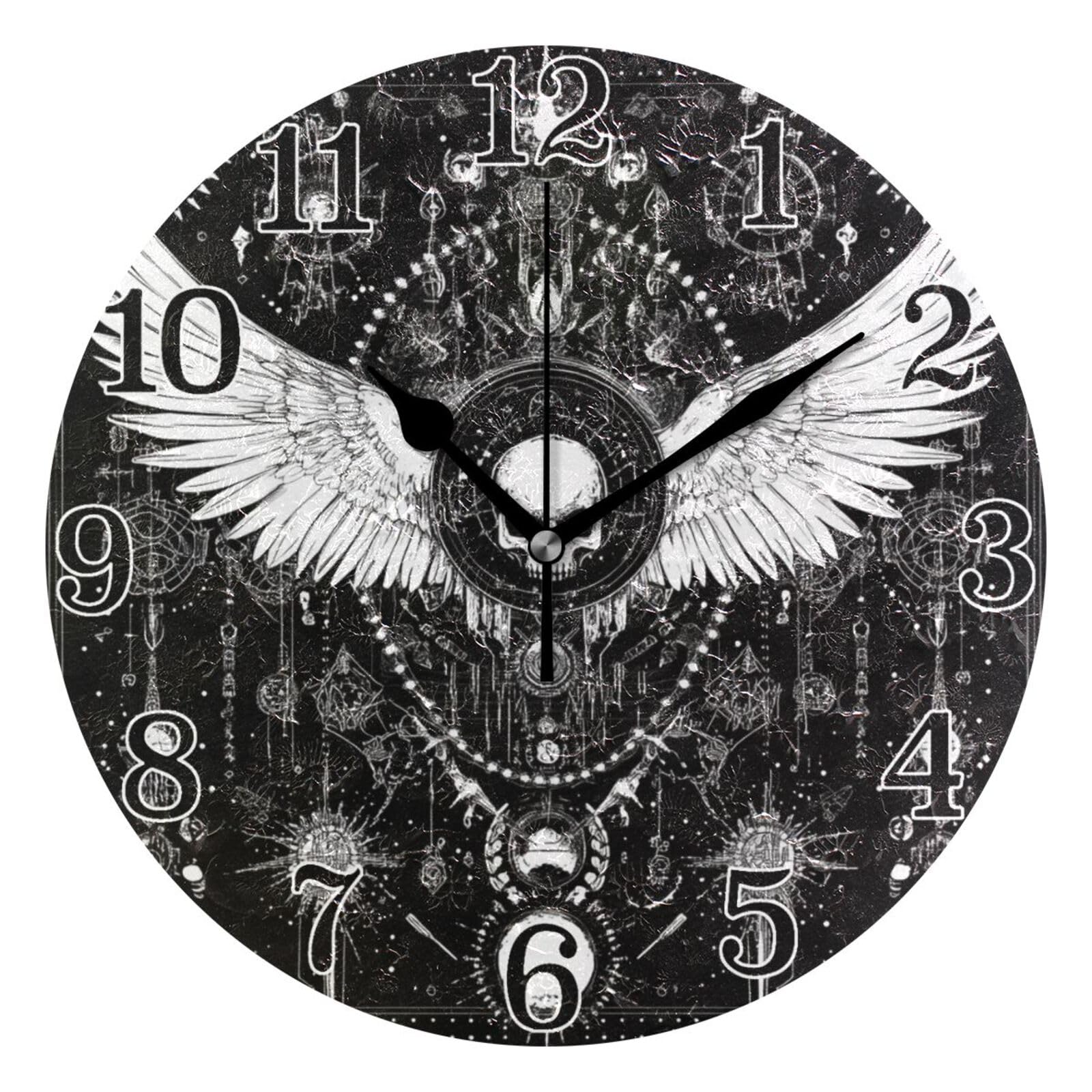 Horloge murale silencieuse pour école et salle de bain noire
