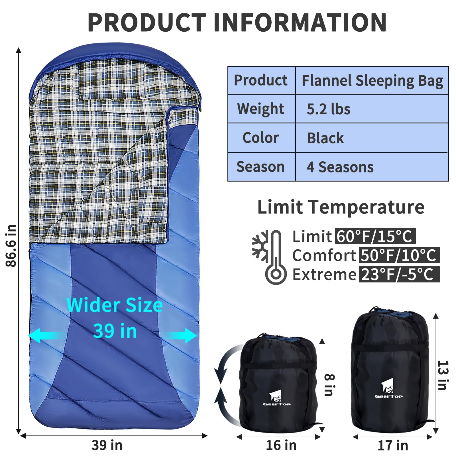 Sacco A Pelo XXL In Flanella Per Adulti – 220x100 Cm, 3-4 Stagioni, Per Campeggio, Escursioni, Interno/esterno, Viola
