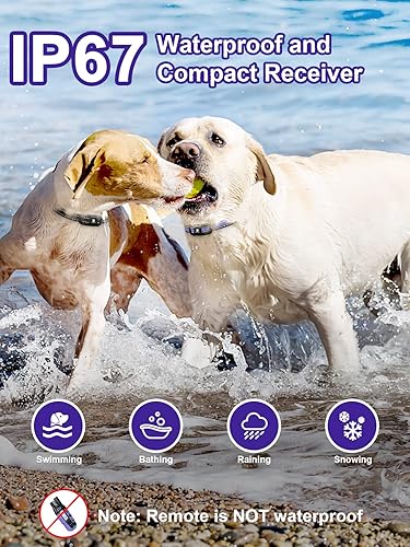 Miniatura 4 de Bousnic Collar de choque para perros 2 perros (5-120Lbs) - Collar de entrenamiento impermeable de 3300 pies para perros grandes, medianos y pequeños