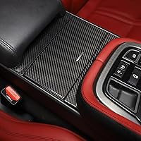 Vista 4 de Daeiclru Caja de almacenamiento de control central de fibra de carbono real, cubierta de panel compatible con Jaguar F-Type 2013-2022, consolas Negro