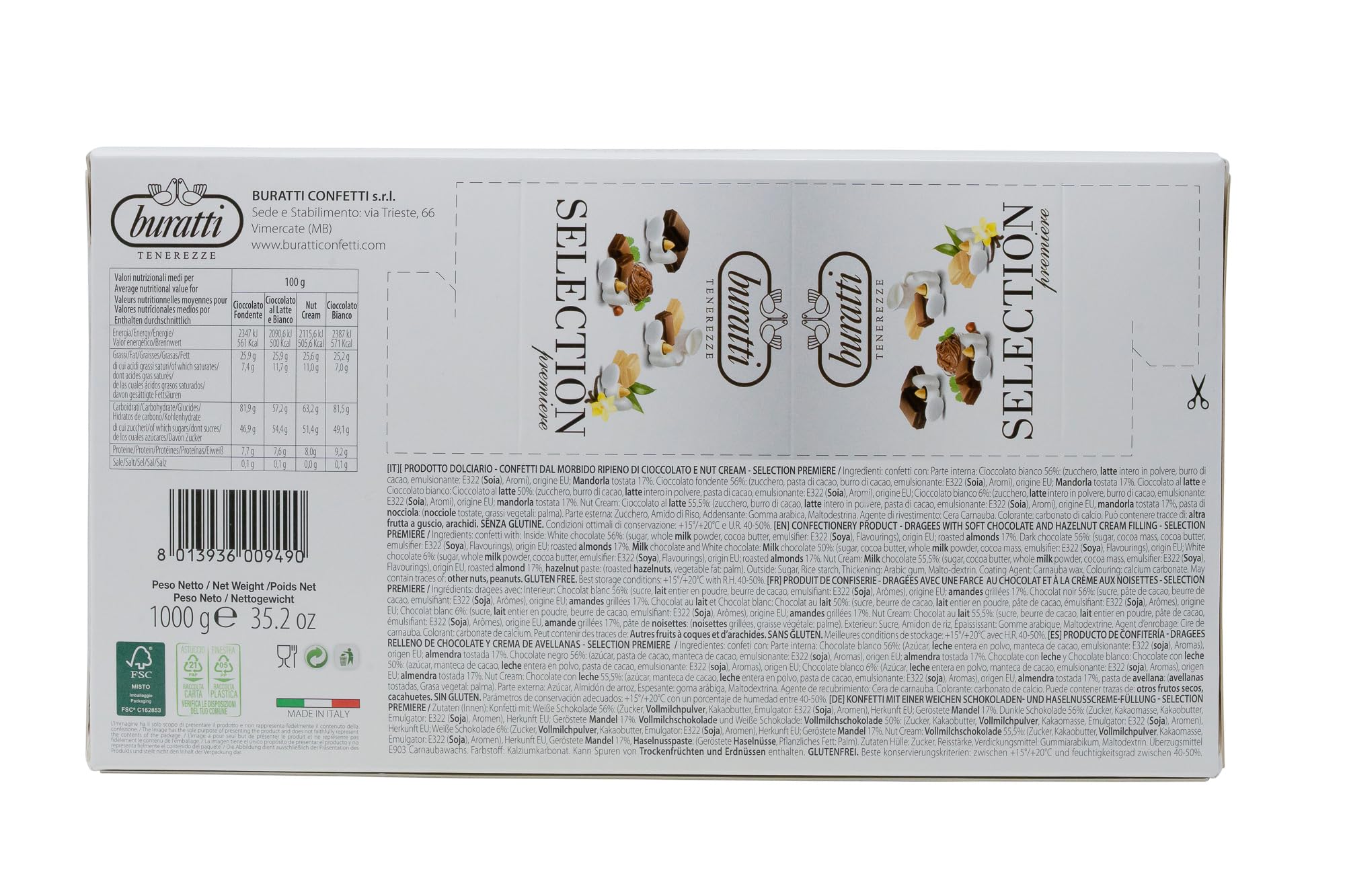 Buratti Confetti Tenerezze Selección De Almendras Recubiertas De Chocolate 1000 g