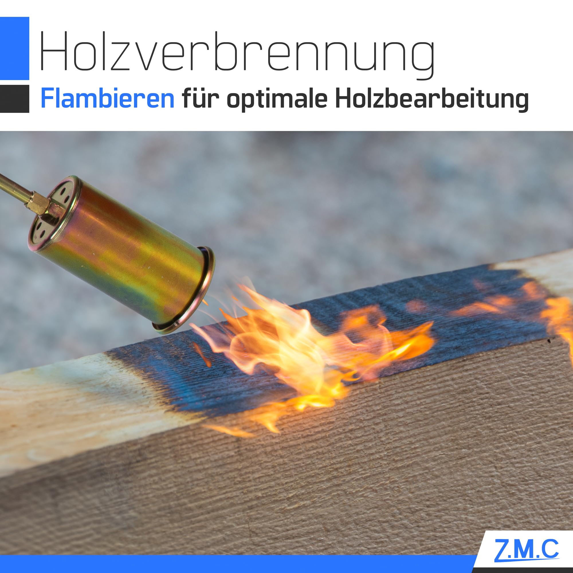Z.M.C Brûleur de mauvaises herbes 1850 °C, Ø 60 mm, brûleur haute performance, 69 kW, longueur tuyau 90 cm, tuyau de 5 m, poignée ergonomique, désherbant pour jardin, toit, bois et atelier