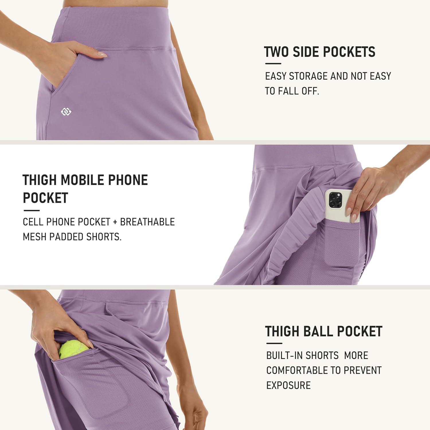 MoFiz Women's 20" Knee Length Golf Skorts Athletic Skirts Summer Casual Active Workout Sports Tennis Skirt with 4 Pockets
