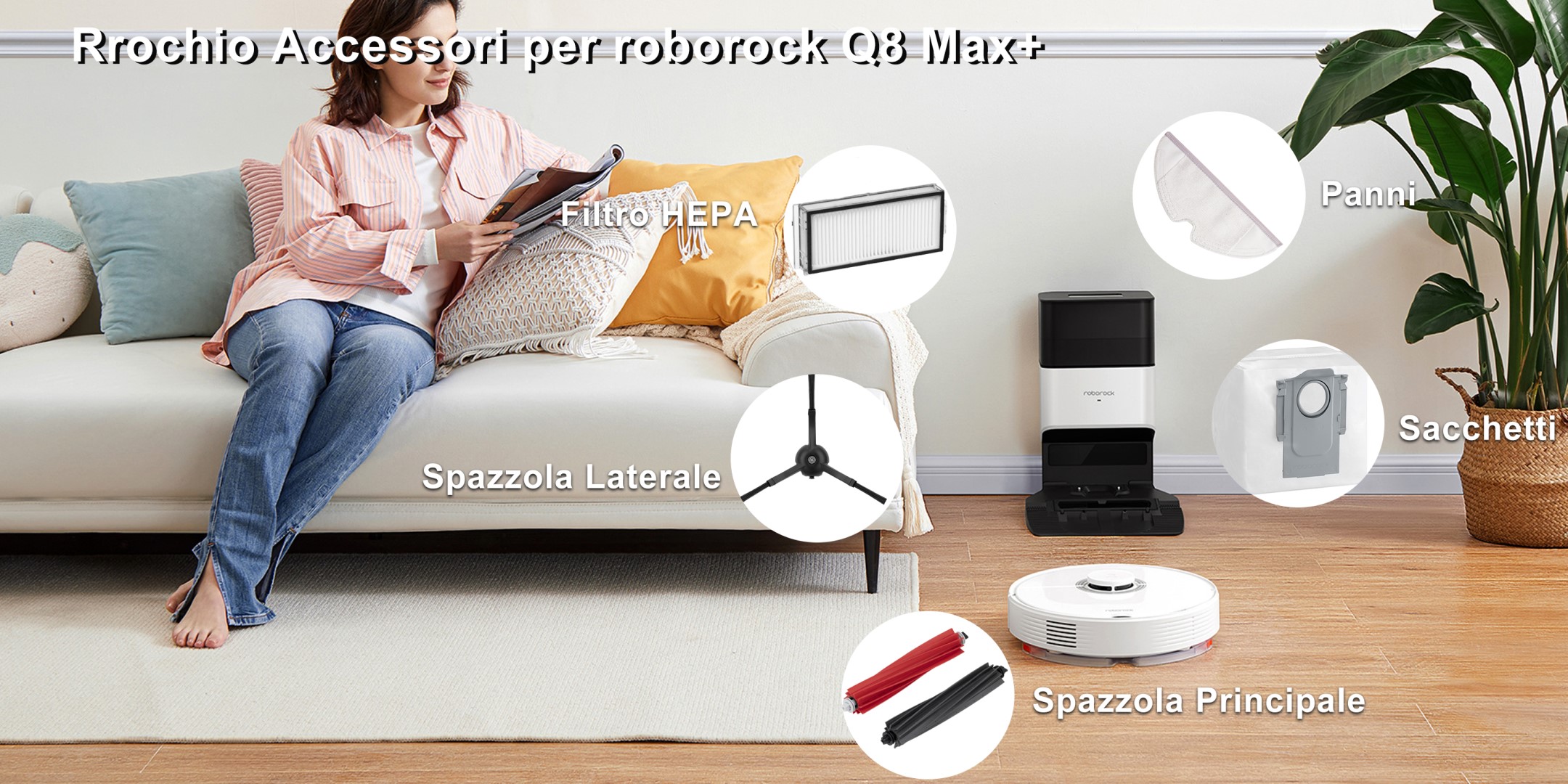 Accessori Roborock E4: Panno, Spazzola Laterale, Filtro HEPA - Kit Ricambio Per Lavaggio E Aspirazione - Foto 1