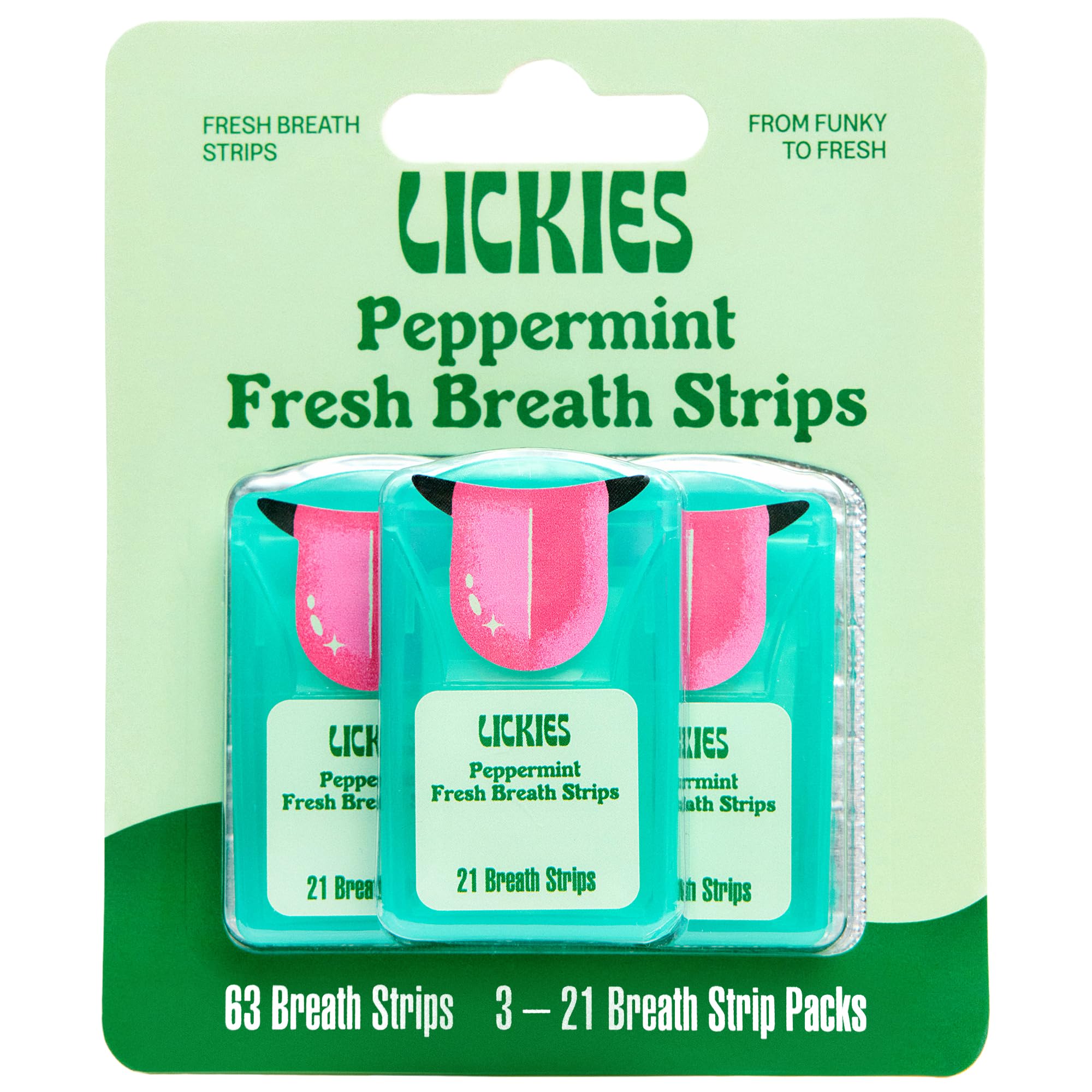 Peppermint Breath Strips | On-the-Go, Sugar Free Mouth Freshener | Dissolving Breath Mint Strips to Instantly Refresh Your Mouth | 3 Pack, 63 Strips