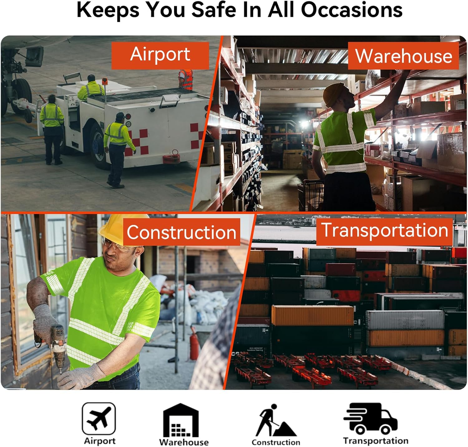 ProtectX High Visibility Short Sleeve Reflective Safety T-Shirt, Men's Heavy Duty Breathable Hi Vis Shirts, Class 2 Type R - Image 6