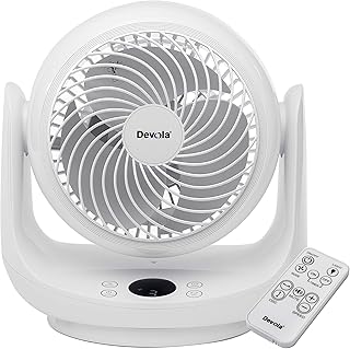 Devola Air Circulator Cooling Fan 9 Inch, Desk Fan | Powerful Energy Efficient Oscillating DC Fan with Remote Control, Timer, 9 Speeds, 3 Modes | Portable & Small Table Fan for Bedroom, Home & Office