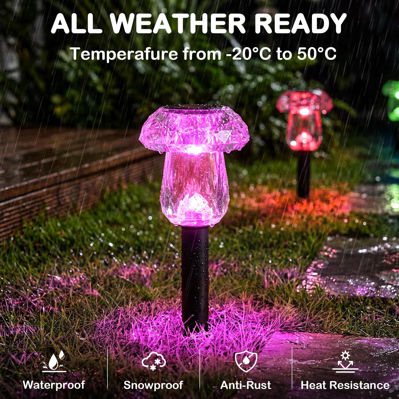 Luci solari per vialetti esterni, confezione da 8 luci da giardino a fungo, impermeabili, ad energia solare, illuminazione per paesaggio, vialetto, sentiero, passerella, patio, decorazioni da