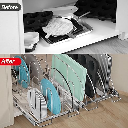 Miniatura 4 de ROOMTEC Organizador extraíble para bandeja de galletas, tabla de cortar, bandeja para hornear, utensilios para hornear y bandeja, separadores de