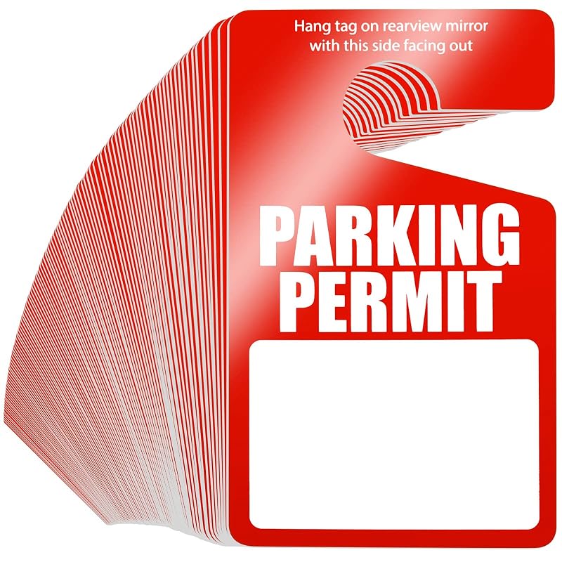 Cartões de Estacionamento Penduráveis em PVC Vermelho, 7,6 x 12,7 cm, Vicenpal, Modelo Vicenpal-Parking Permit Hang Tags-11, 500 unidades