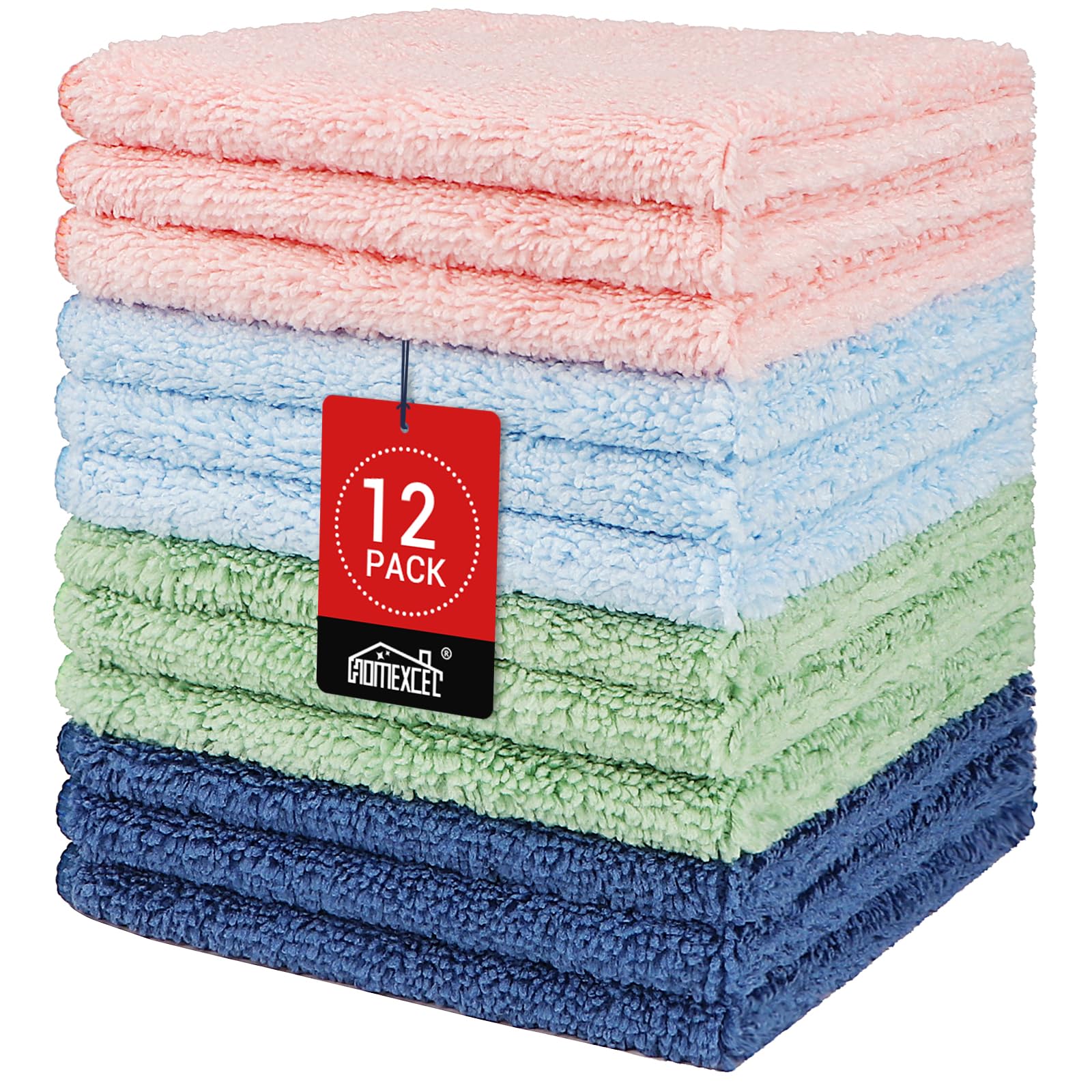 Photo 1 of HOMEXCEL Washcloths 12PK, Ultra Soft&Highly Absorbent Face Towels, 12X12 in