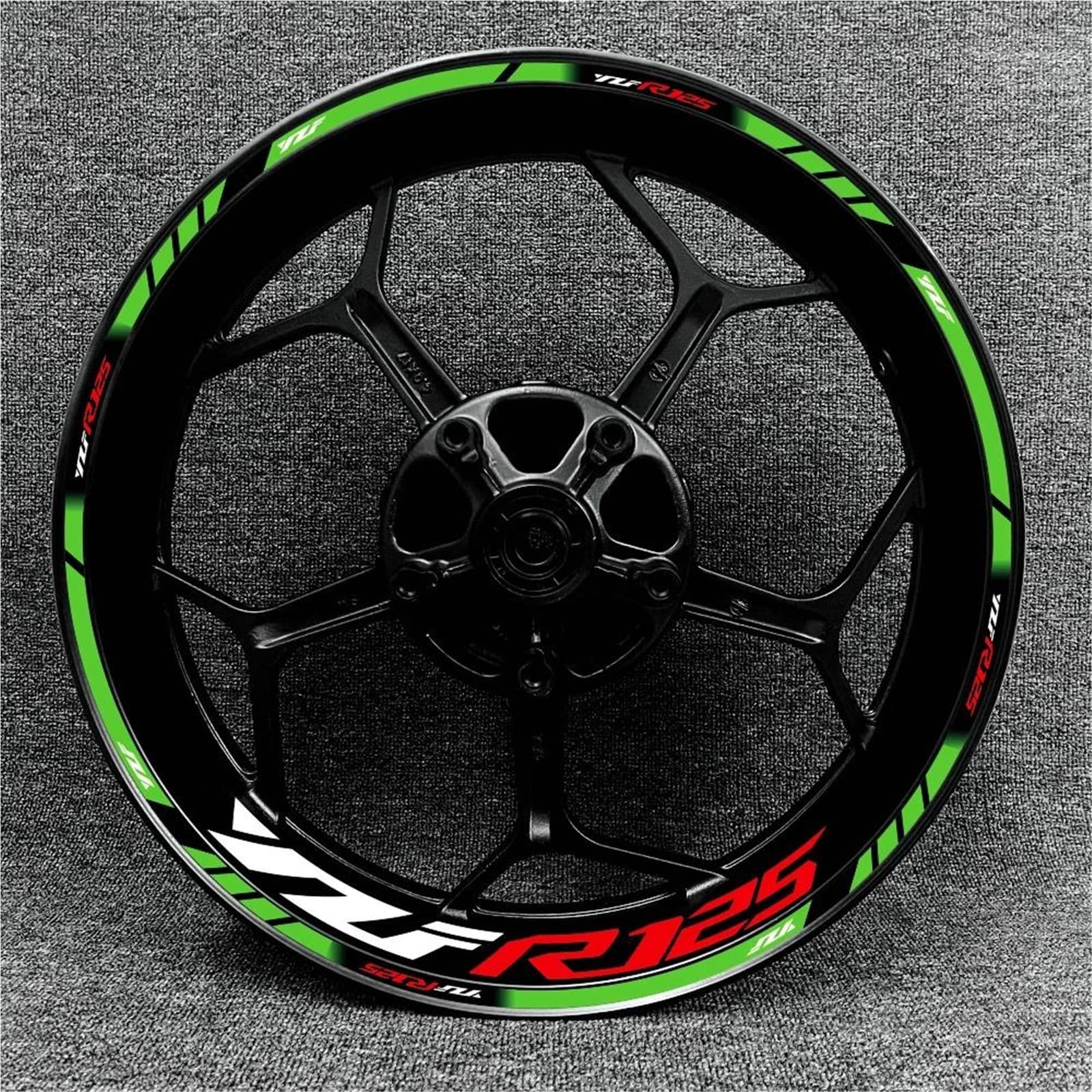 Motorcycle 17 Inch Inner and Outer Wheel Rim Hub Decal Decoration Waterproof Reflective Sticker for Yamaha YZF R125(Color25)