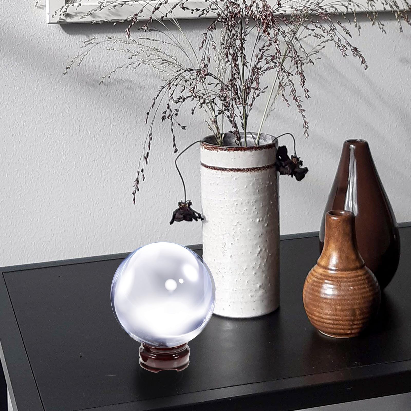 24 Supporti in Legno per Sfere di Cristallo, Base da Tavolo per Esposizione di Ornamenti Rotondi, Piccolo Espositore Decorativo per Uova e Pietre, Adatto a Scrivania e