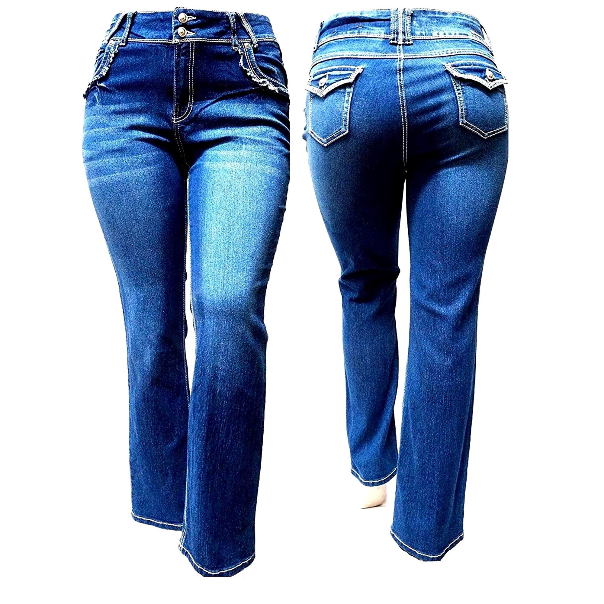 Jack David Y&F Womens Plus Size Curvy Stretch Relaxed Fit Straight/Skinny/Bootcut Denim Jeans Pants