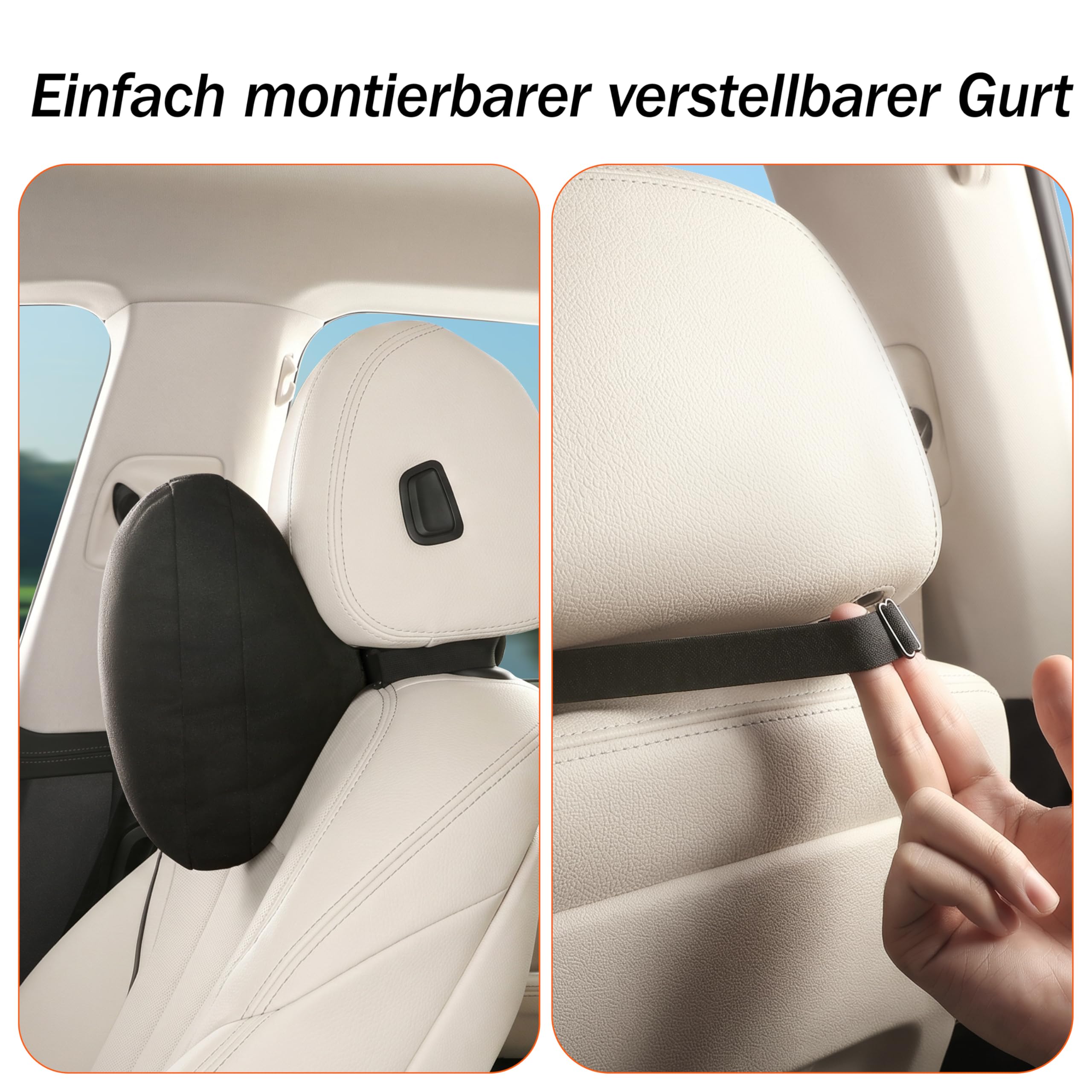 2stk Auto-nackenkissen,kopfstütze Auto nackenstütze,Superfiber Wildleder Unterstützung Kissen,Pflanzenbasiertes Polyester,30x19cm Nachfüllbar&Verstellbar Fahrzeug(Schwarz)
