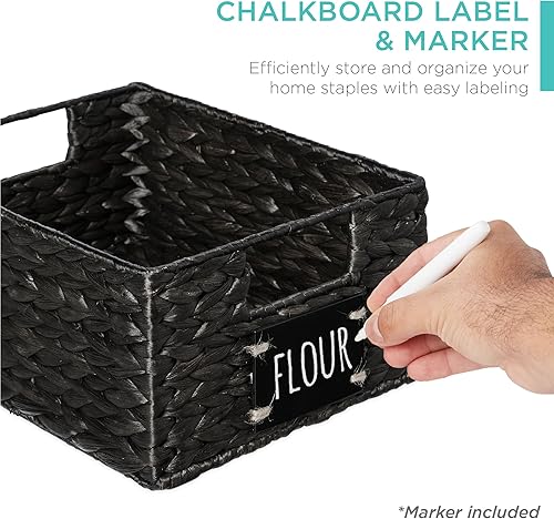 Miniatura 2 de Best Choice Products Juego de 4 cestas de despensa de jacinto de agua de 9 x 12 pulgadas, organizadores de cocina tejidos con etiqueta de pizarra,