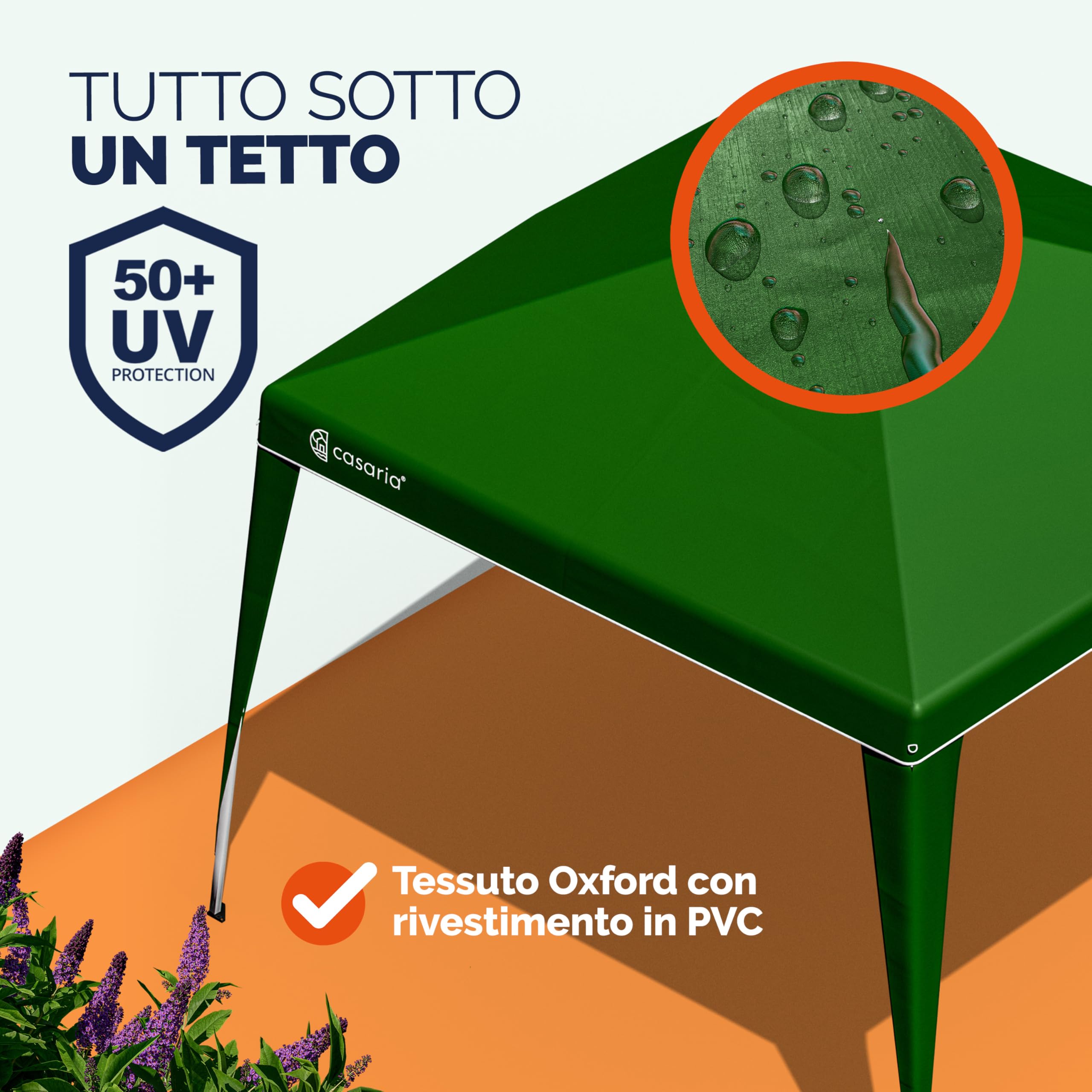 CASARIA® Gazebo da Giardino Capri 3x3m Pop-Up Protezione 50+ Impermiabile Tenda a Fisarmonica Verde