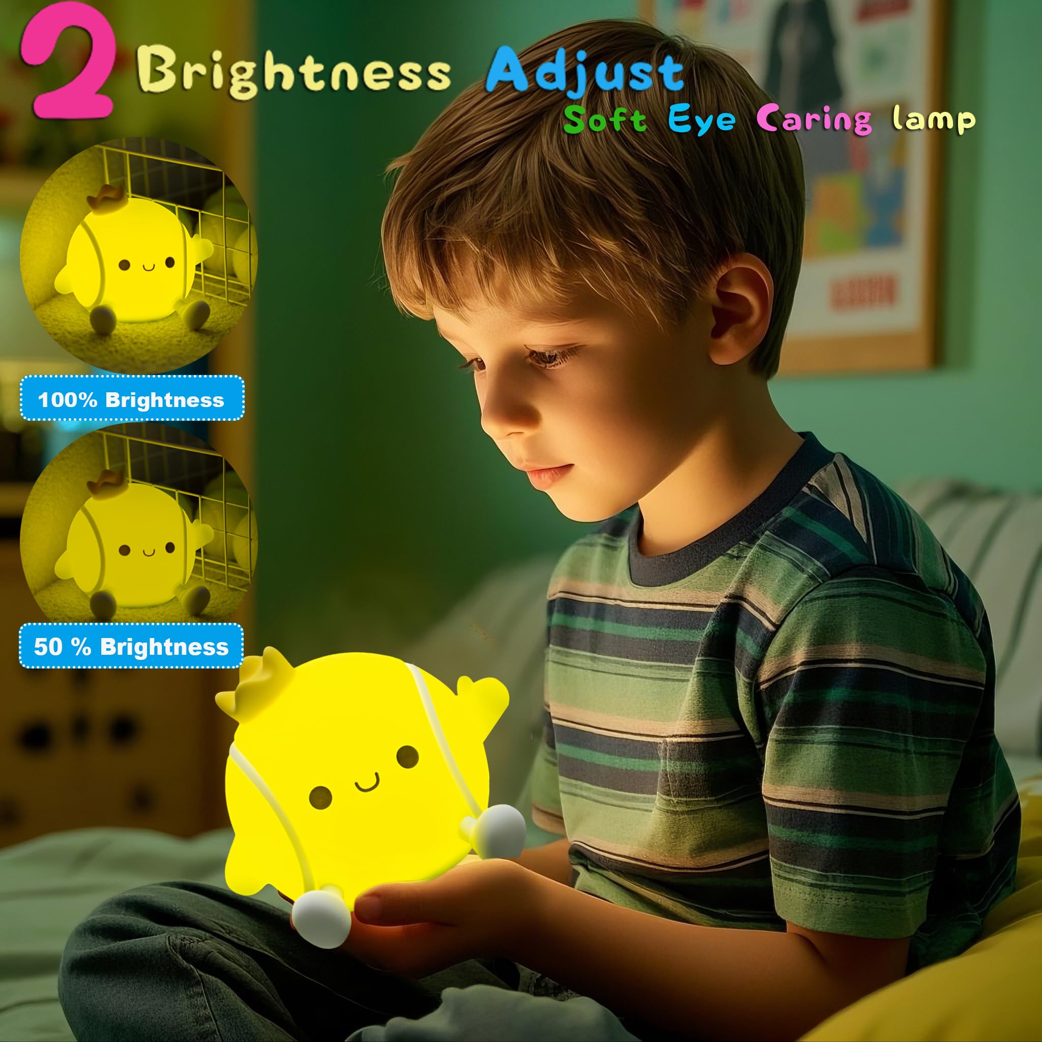 DREAMING MY DREAM Veilleuse à LED spongieuse à 2 niveaux à intensité variable pour chambre d'enfant, lampe tactile rechargeable, cadeau pour bébés garçons et filles