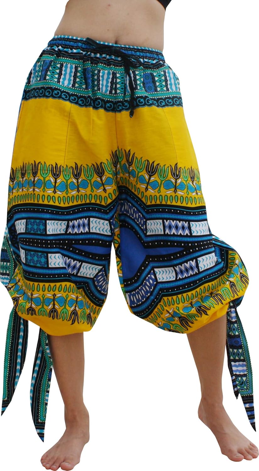 RaanPahMuang Capri Buccaneer Tied Leg Pirate Pants in Swashbuckling Dashiki Art