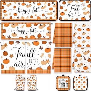 Britimes Fall Kitchen Decor Sets, 13 Pack, Pumpkins