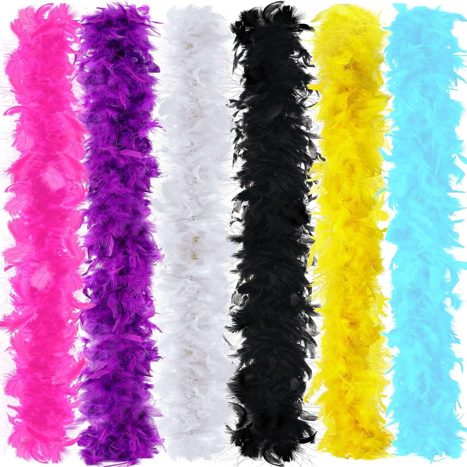 Jexine 6 Pcs Mardi Gras Feather Boa 2.19 yd Turkey