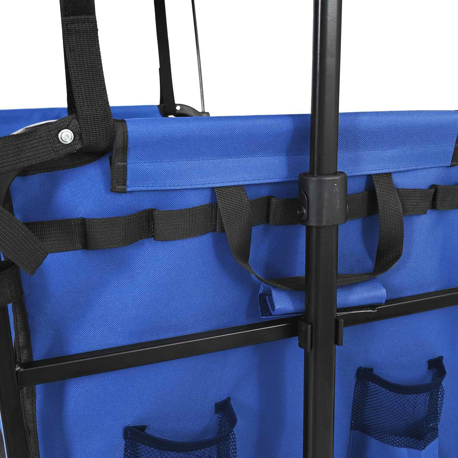 Klapp-Handwagen Schwarz 105 x 56,5 x 116 cm Oxford-Stoff mit verstärktem Metallrahmen, faltbar, schwerlast, für Umzug, Garten, Lager, mit verstellbarem Griff und 360° Rädern