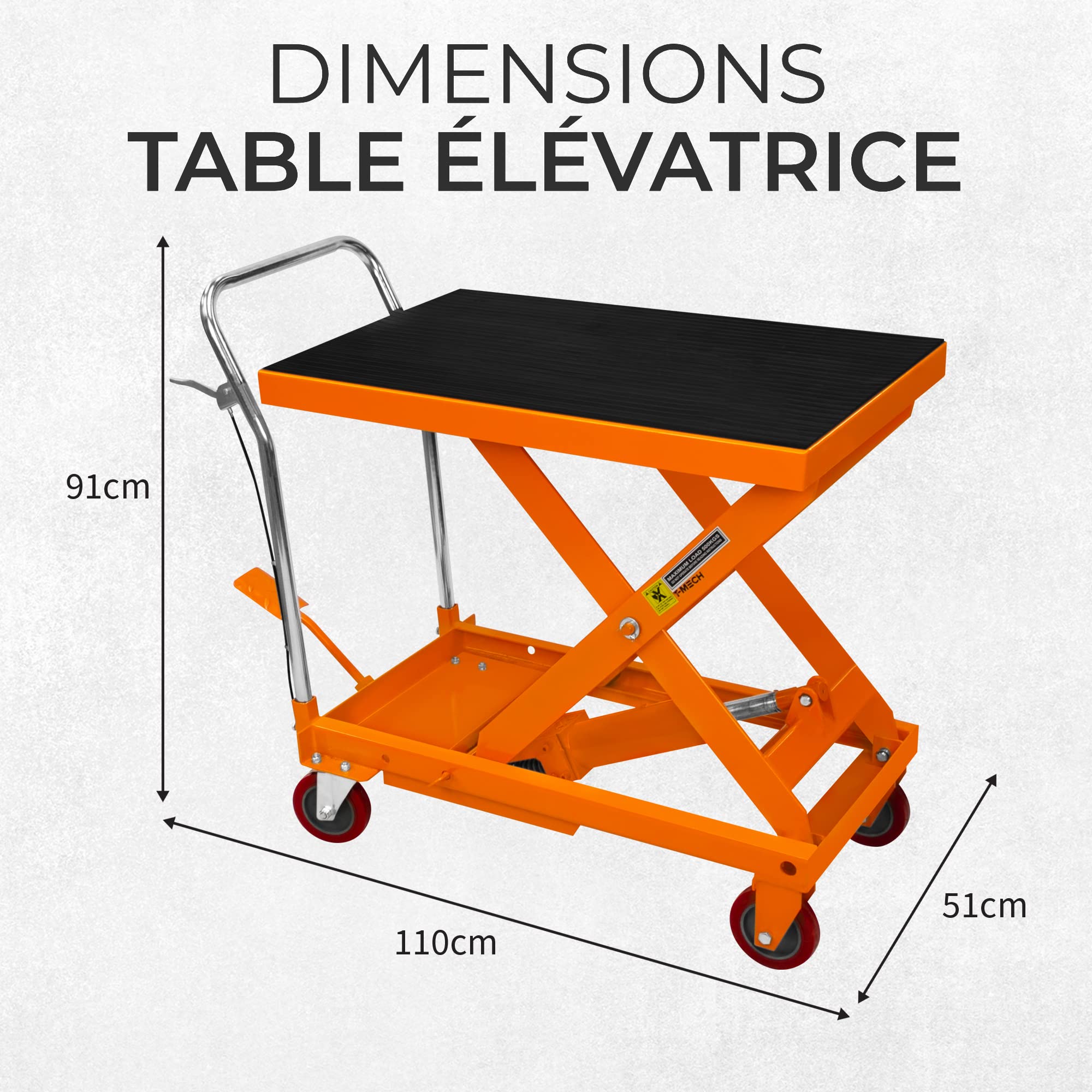Table élévatrice Chariot de Manutention Elévateur Jusqu'à 500KG Hauteur 29 à 78 cm - 4 Roues & Freins Arrières Tapis Antidérapant 100% Sécurité - Transporter Vos Objets Atelier Usine Entrepot Garage