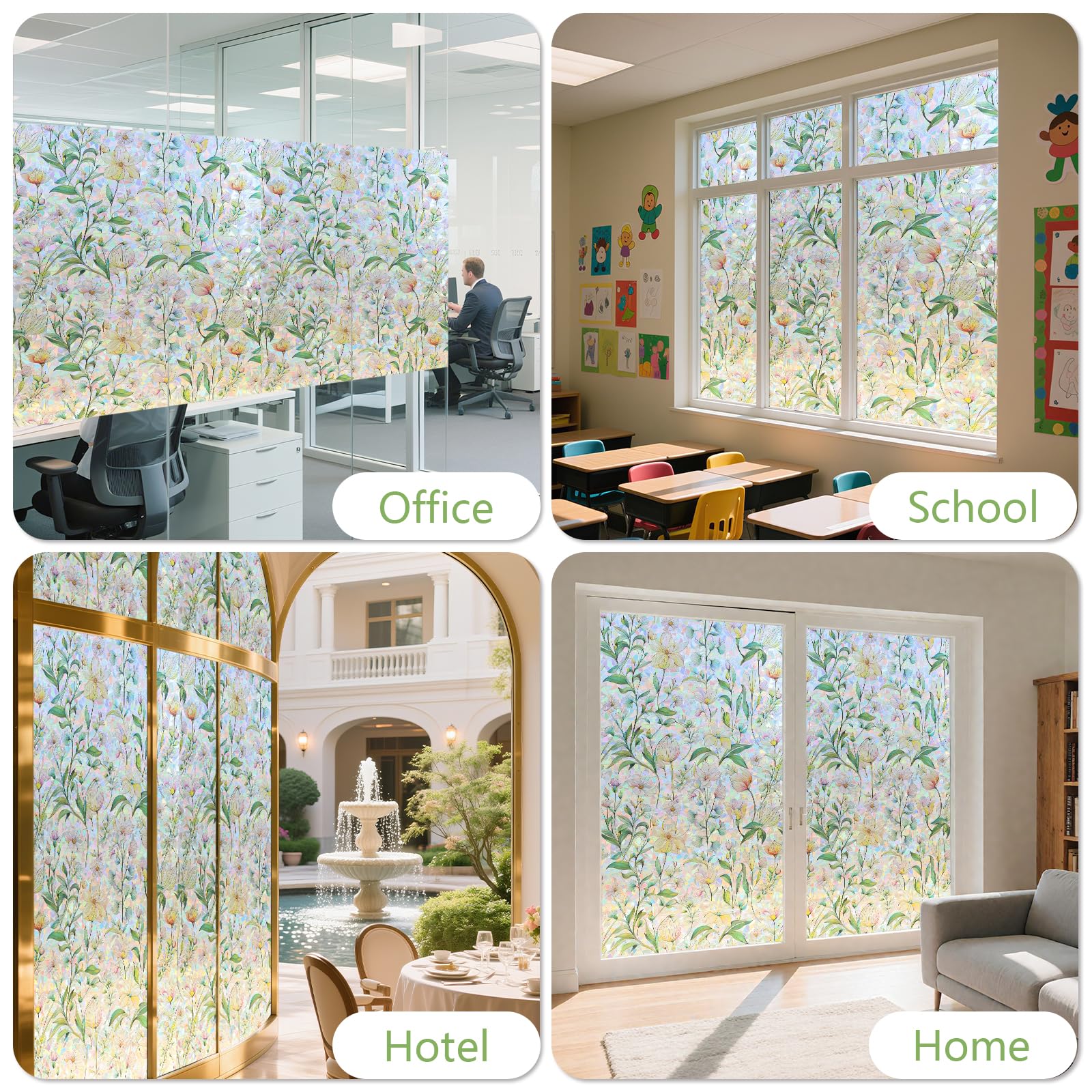 FINNEZ Pellicola per Finestra - Anti UV Effetto Arcobaleno Elettrostatica per Vetri, Non Aderente, Pellicola Adesiva Vetri, Decorativo per Casa Ufficio Camera da Letto Cucina, 90 x 400 CM