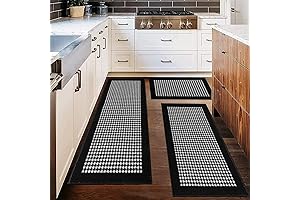 Ileading Kitchen Mat Sets: Non-Slip, Machine Washable, Lattice Kitchen Floor Rugs for Farmhouse, Hallway