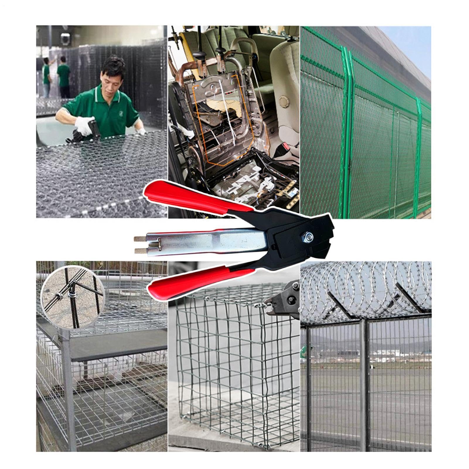 Hog Ring Pliers – Manual Hog Ring Pliers Kit with 2500 C Ŕing Heavy | Duty Alloy Steel Fastening Tool for Cages Fencing Upholstery and Automotive Seats | Hog Ring Pliers | for Chicken Wire Pet