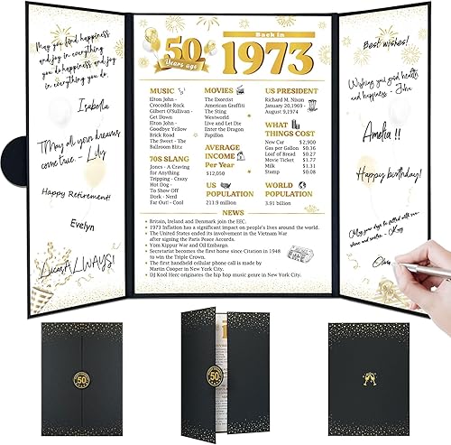 JCOOS Decoraciones de cumpleaños número 40 negro y dorado, libro de invitados alternativo para cumpleaños de 40 años, decoraciones de cumpleaños de