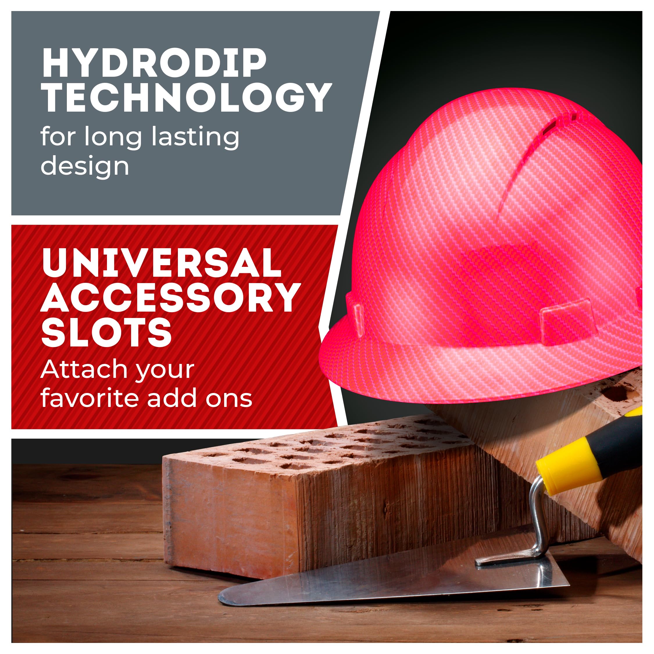 Acerpal Full Brim Vented Pink Carbon Fiber Design Gloss Finish OSHA Hard Hat with 6-Point Suspension