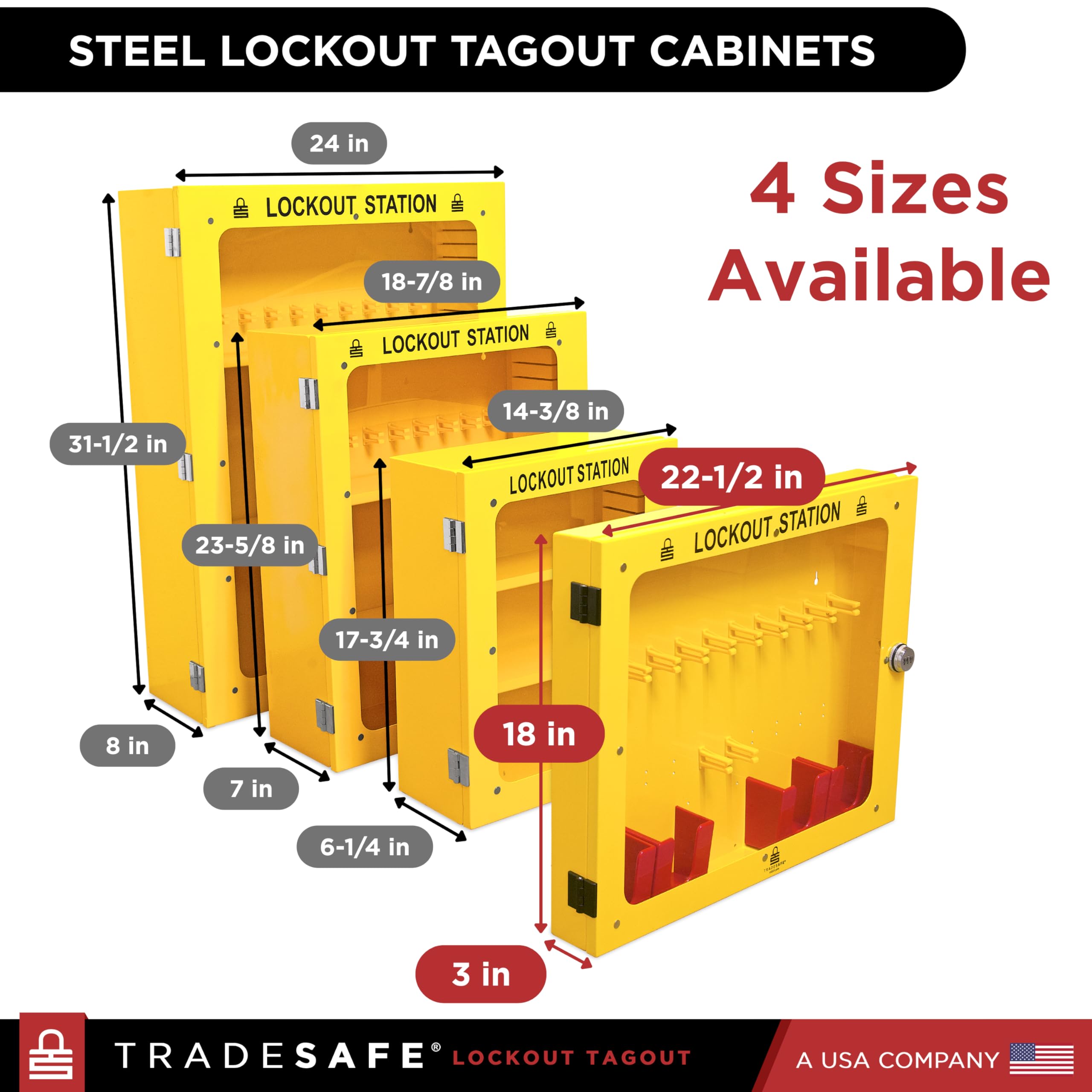 TRADESAFE Estación de etiquetado de bloqueo, estación de etiquetado de bloqueo sin llenar, no incluye dispositivos Loto, kit de montaje en pared, estación de bloqueo 22-1/2 x 18 x 3 pulgadas